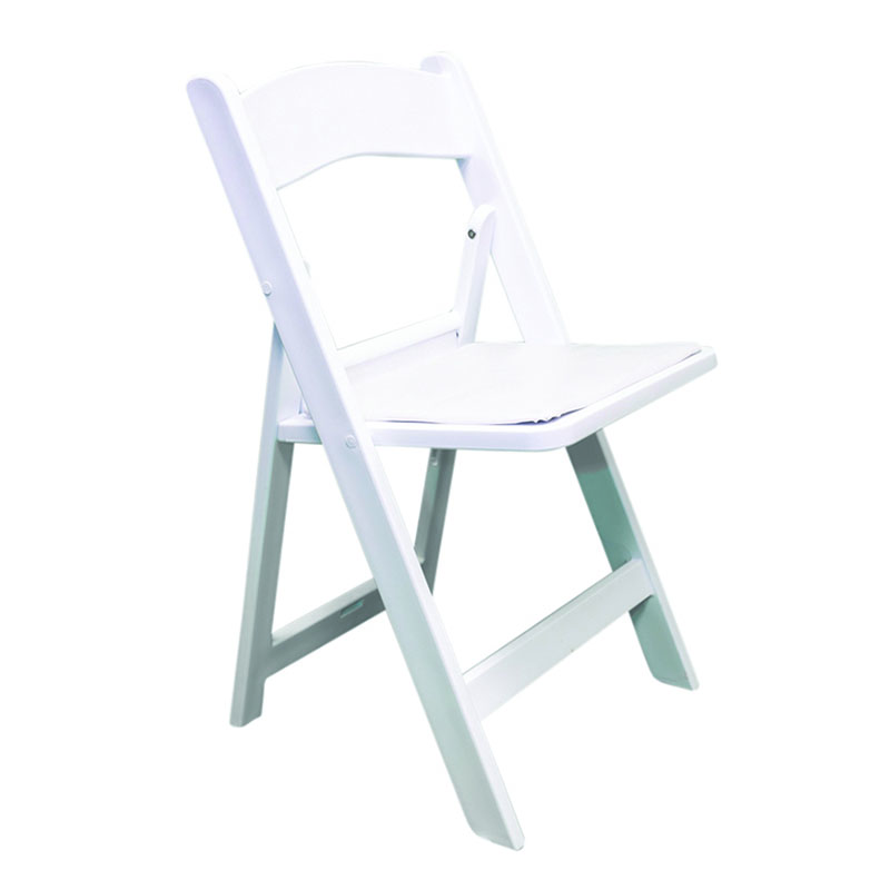 White Resin Folding Chair with White Seat Pad-1-Rosetone